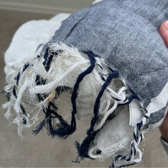 H&M Women’s Blue Striped Cotton Scarf - Picture 6 of 13